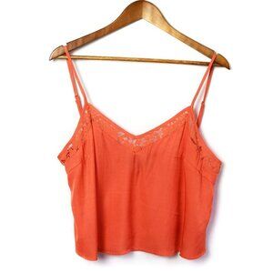 Lulu's Fondness Coral Lace Cropped Cami Top XL